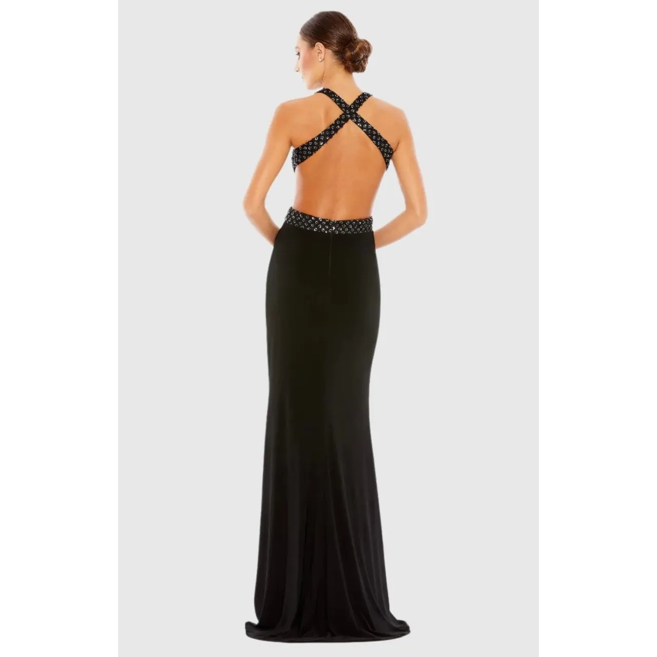Mac Duggal 68166 Cutout Waist Criss Cross Back Dress Black size 0 - Image 2