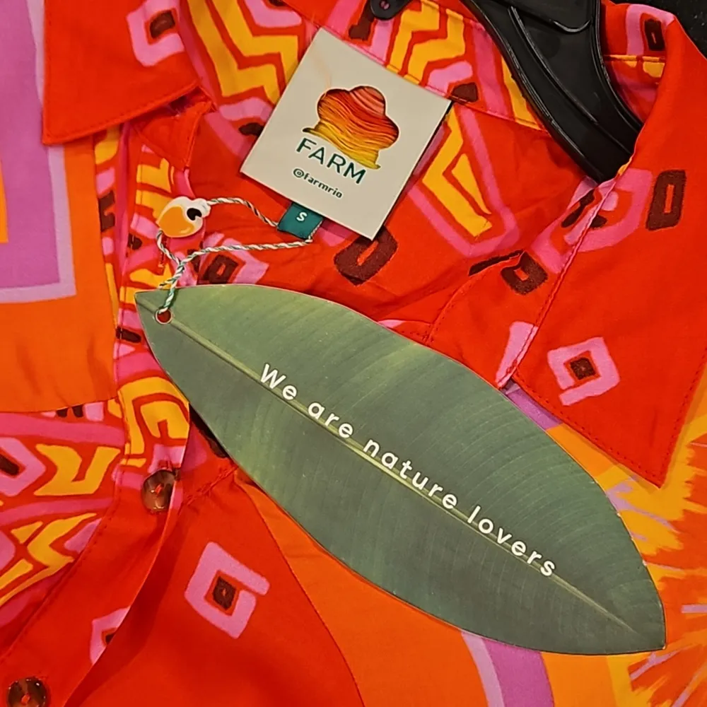 💕FARM RIO💕 Red Tiki Bananas Scarf Sleeve Romper ~ Tie Dye Cashew Small S NWT - Image 15