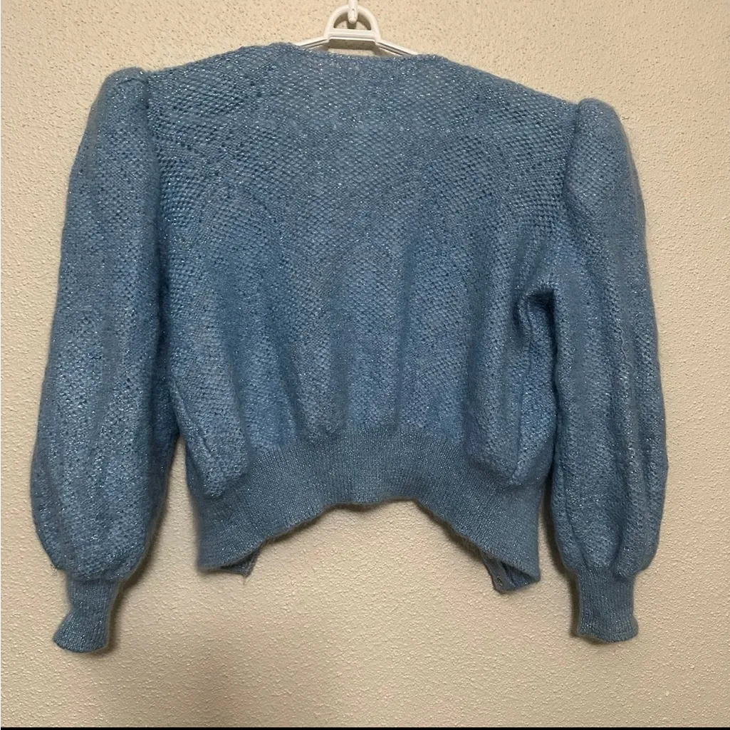 Vintage Mohair/Nylon Powder Blue Puffed Sleeve with Snapbutton Closure - Medium - Image 7