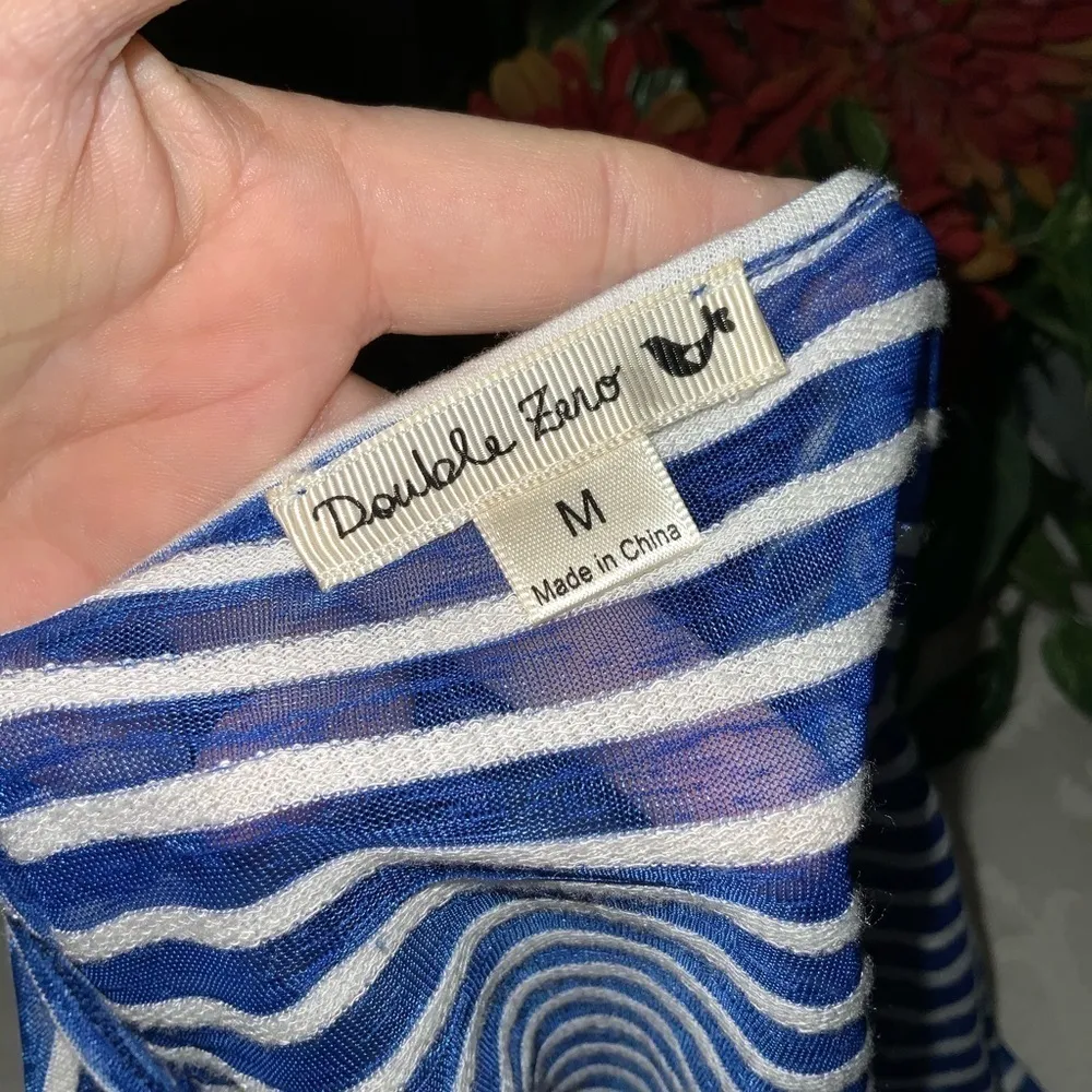 Double Zero Blue & White Stripes Dolman Sleeves Lightweight Top M - Image 9