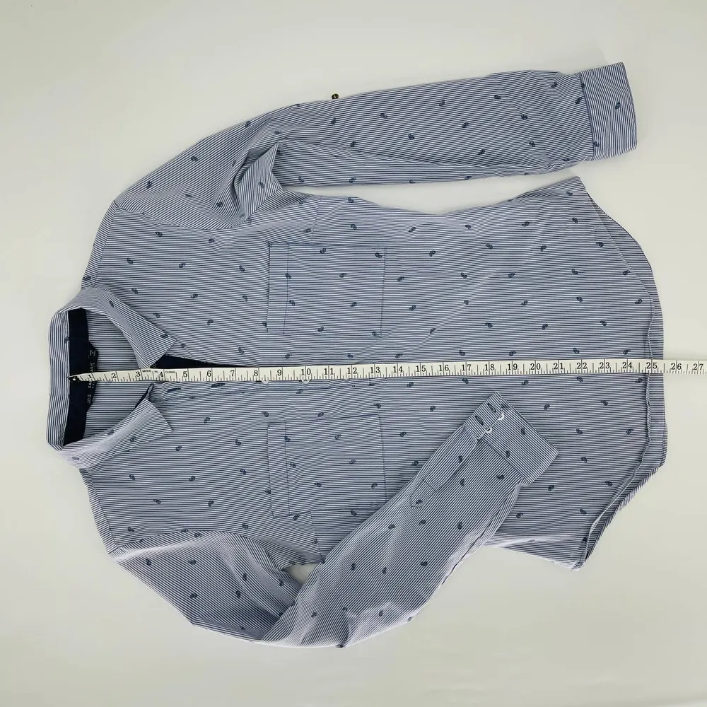 Zara Basic "Roller Up" Striped Paisley Pullover Style Shirt Top - Size M - GUC - Image 8