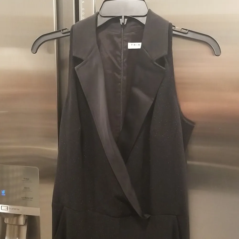 💕TRINA TURK💕 Clientele Tuxedo Black Jumpsuit Wide Leg Straight Leg - Image 8