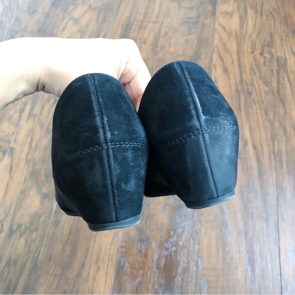 Paul Green • Daniella black suede wedges pumps heels pointed toe elastic strap - Image 7