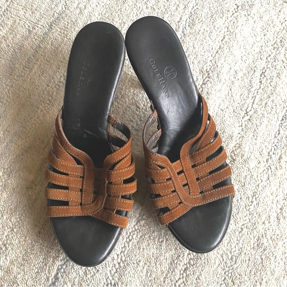 Cole Haan Clio Suede Designer Strappy Platform Heels - Image 2