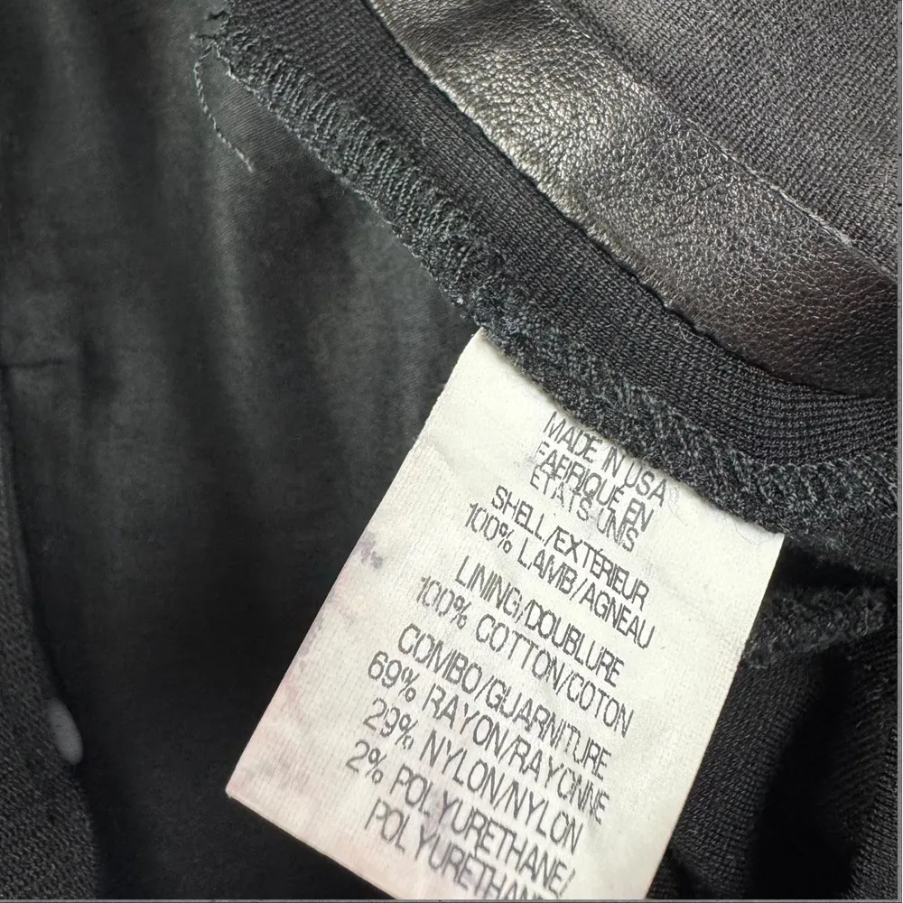 HELMUT LANG‎ Lamb Leather Panel Leggings Pants Sz 2 - Image 6