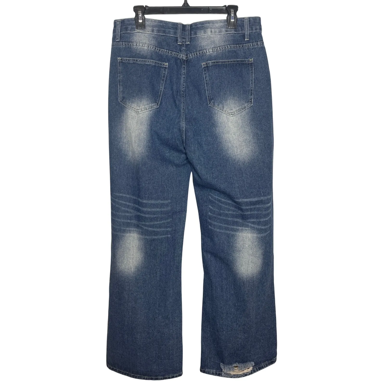 Coeur De‎ Vague NEW Distressed Wide Leg Streetwear Jeans Size XL Blue - Image 2