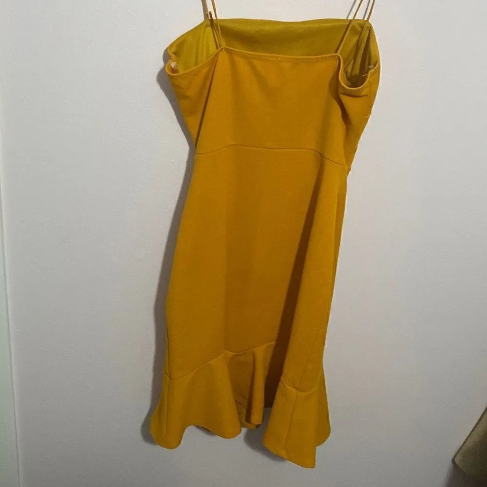 Yellow cutout midi dress xs Yellow - Image 4