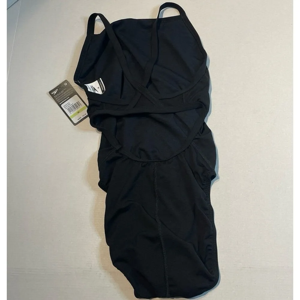 Speedo Solid Flyback Training Suit Black Size 4 (30) New With Tags - Image 5