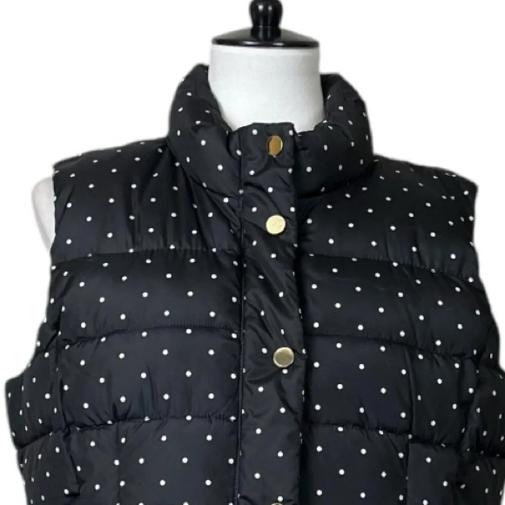 Charter Club Vest Quilted Puffer Snap Closure Black Polka Dot Women’s Size PXL - Image 5