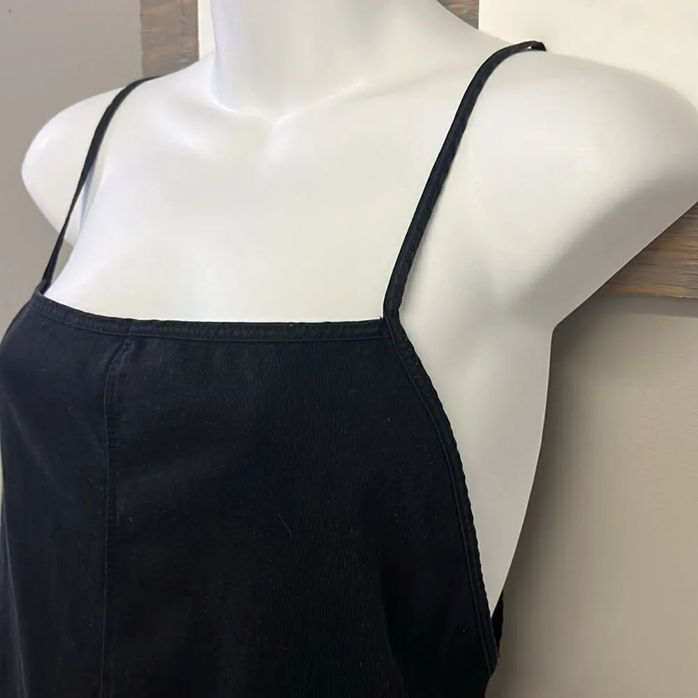 ZARA Black Pull-On Spaghetti Strap Cotton Romper w/ Attached Belt Straps- Large - Image 4