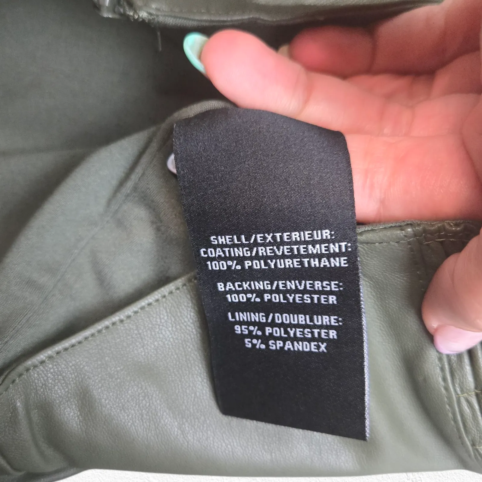 7 for all Mankind Olive Green Faux Leather Wide Tank Top Corset Crop Top Size XS - Image 10