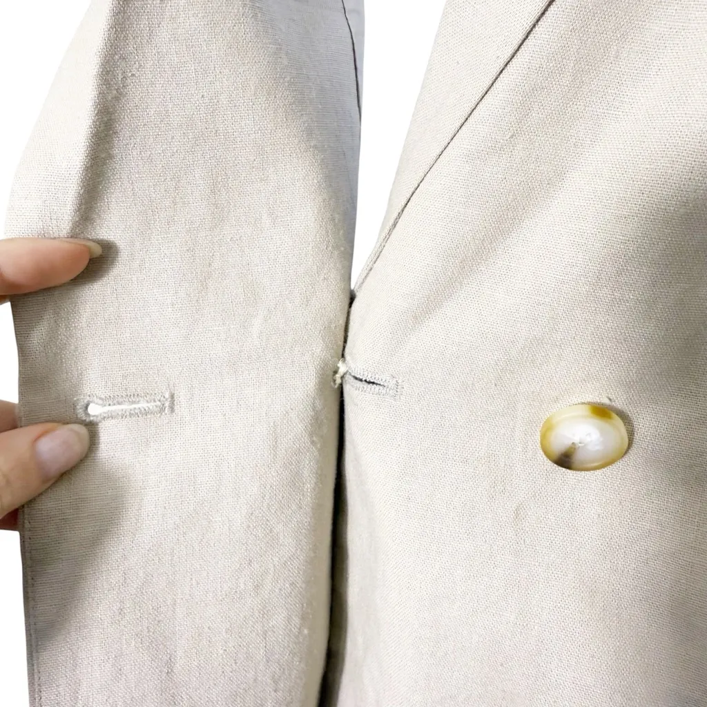 Halston Beige Linen Sleeveless Blazer Vest‎ Women’s Size S - Image 7