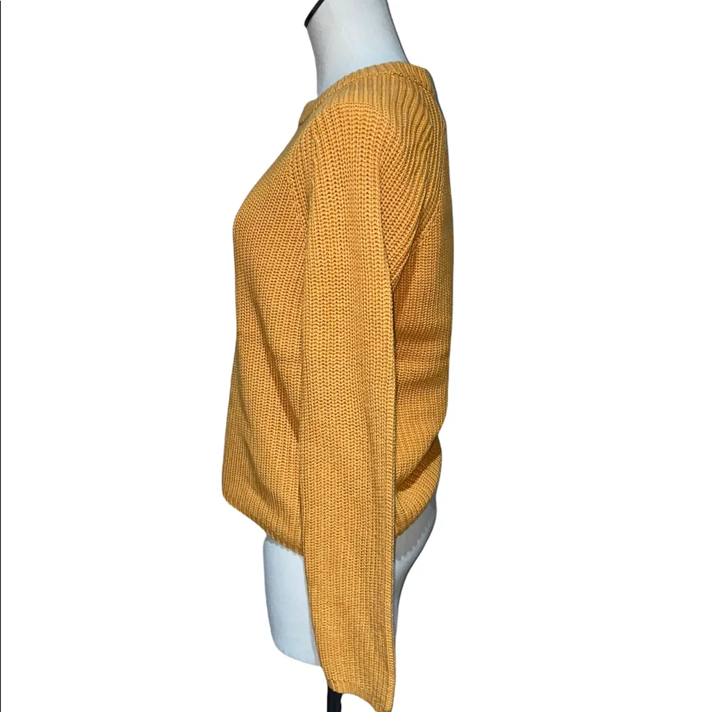 NWT 525 AMERICA Jane Cotton Shaker Stitch Raglan Sleeve Sweater IN GOLD Size L - Image 12