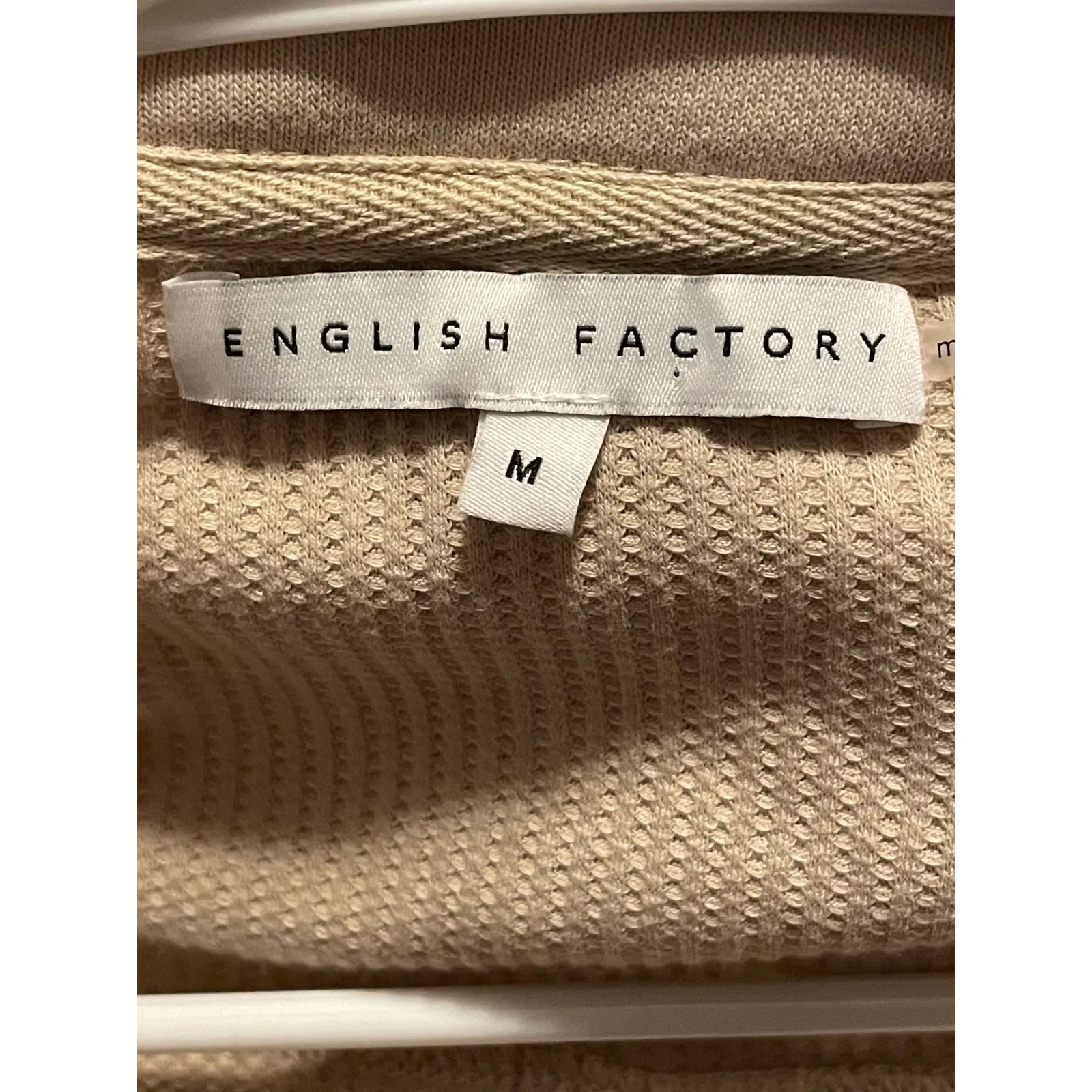 English Factory  Tan Ribbed Collared Button Up Shirt Jacket Shacket Medium - Image 3