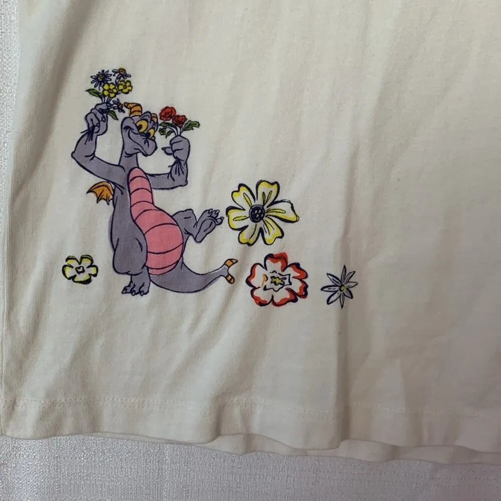 Disney Parks womens large epcot flower festival figment short sleeve shirt white - Image 5