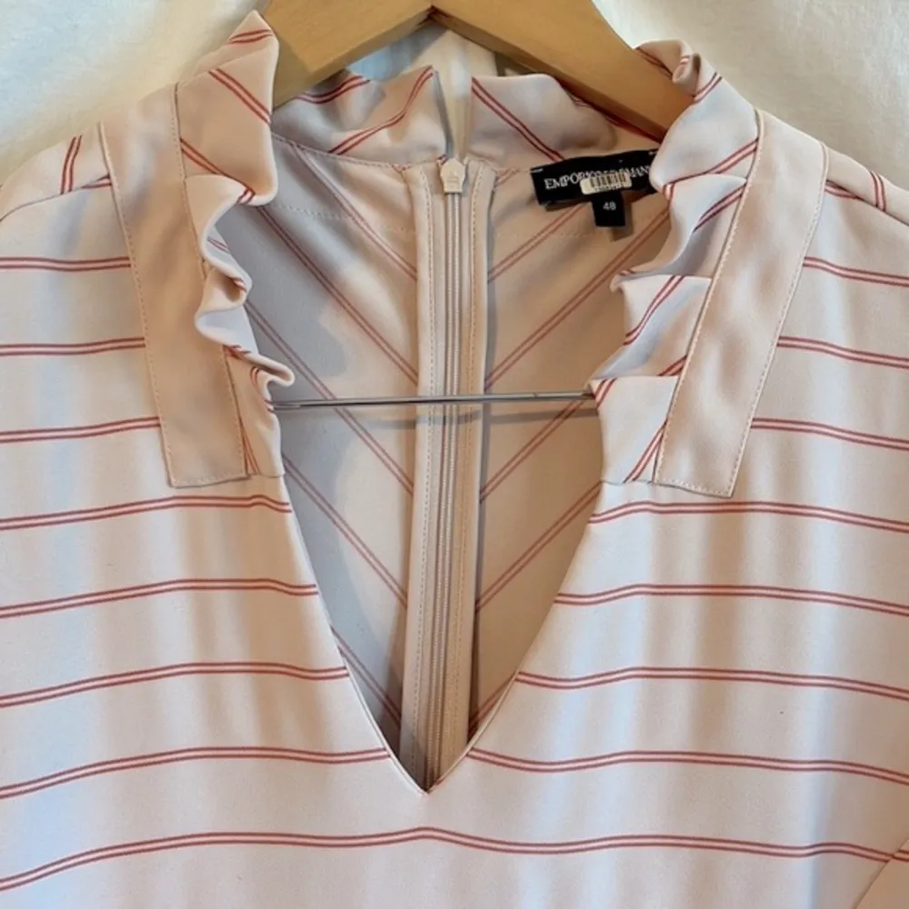Emporio Armoni Striped Pink Preppy Hourglass Short Sleeve Dress - Image 6