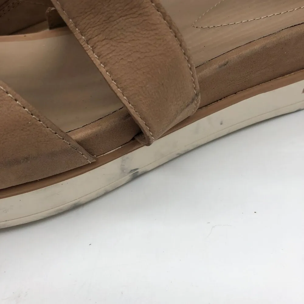 Eileen Fisher Womens Tan Nubuck Platform Sandals With Crisscross Straps Size 10 - Image 6