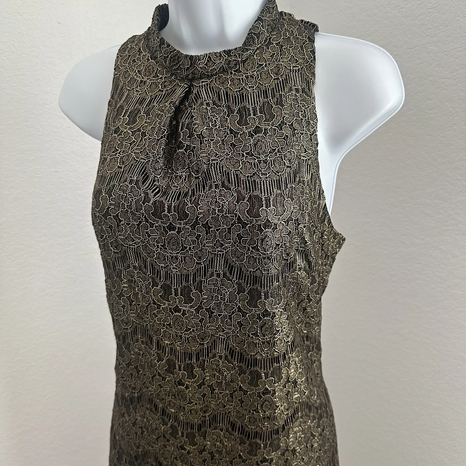 Gold Metallic Lace Dress By Love Fire, Sz: S (ba6) Size undefined - Image 4