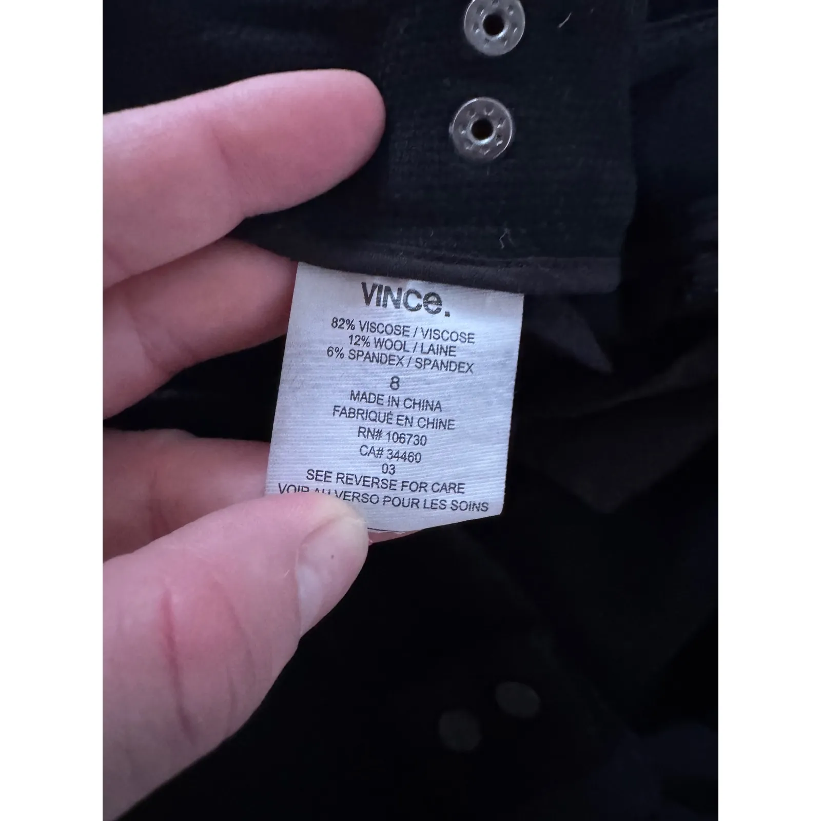 Vince Black Belted Trousers Cropped Tailored Pants Women Size 8 - Image 6