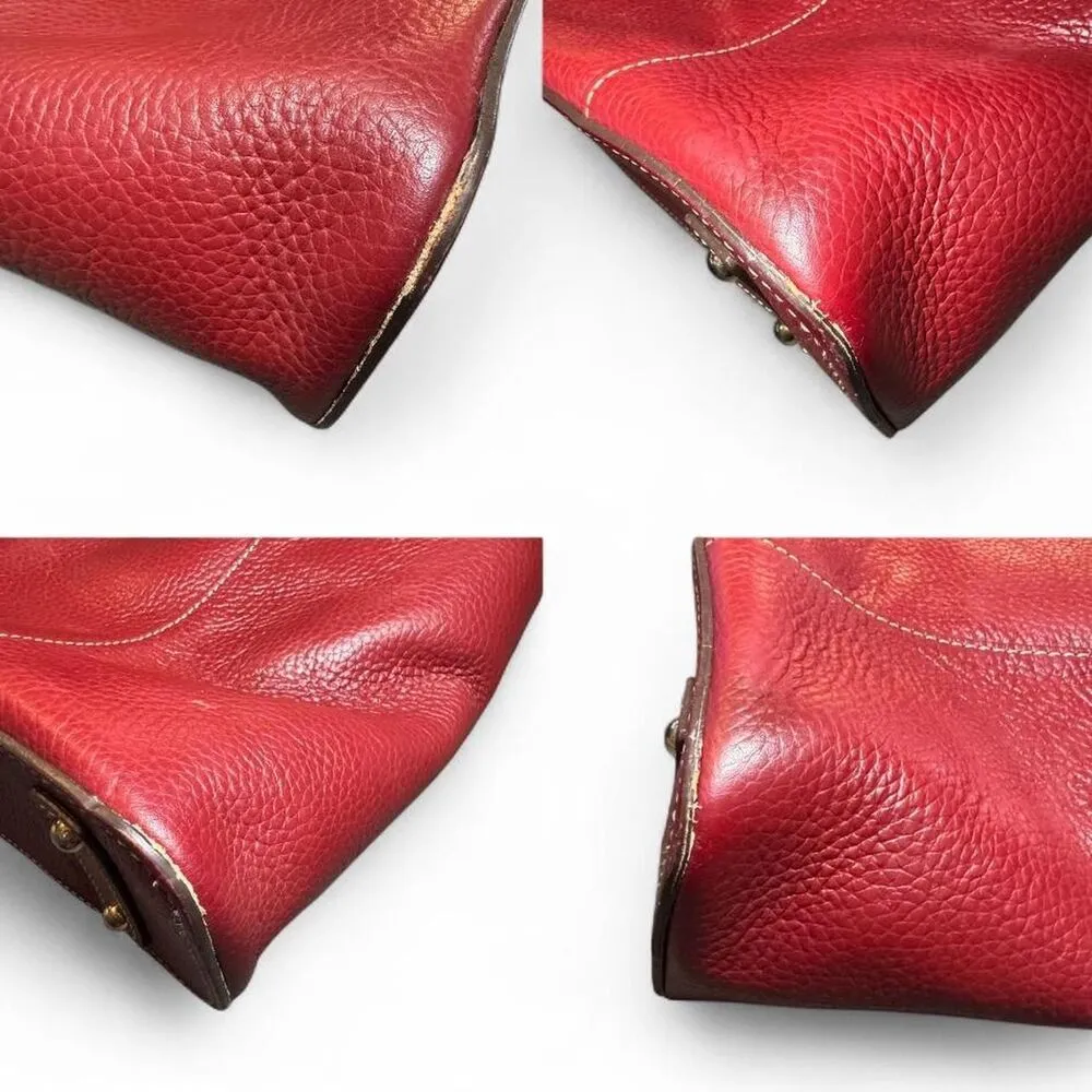 Dooney & Bourke Lexington Pebble grain Leather Maroon and brown Leather Zip Tote - Image 6