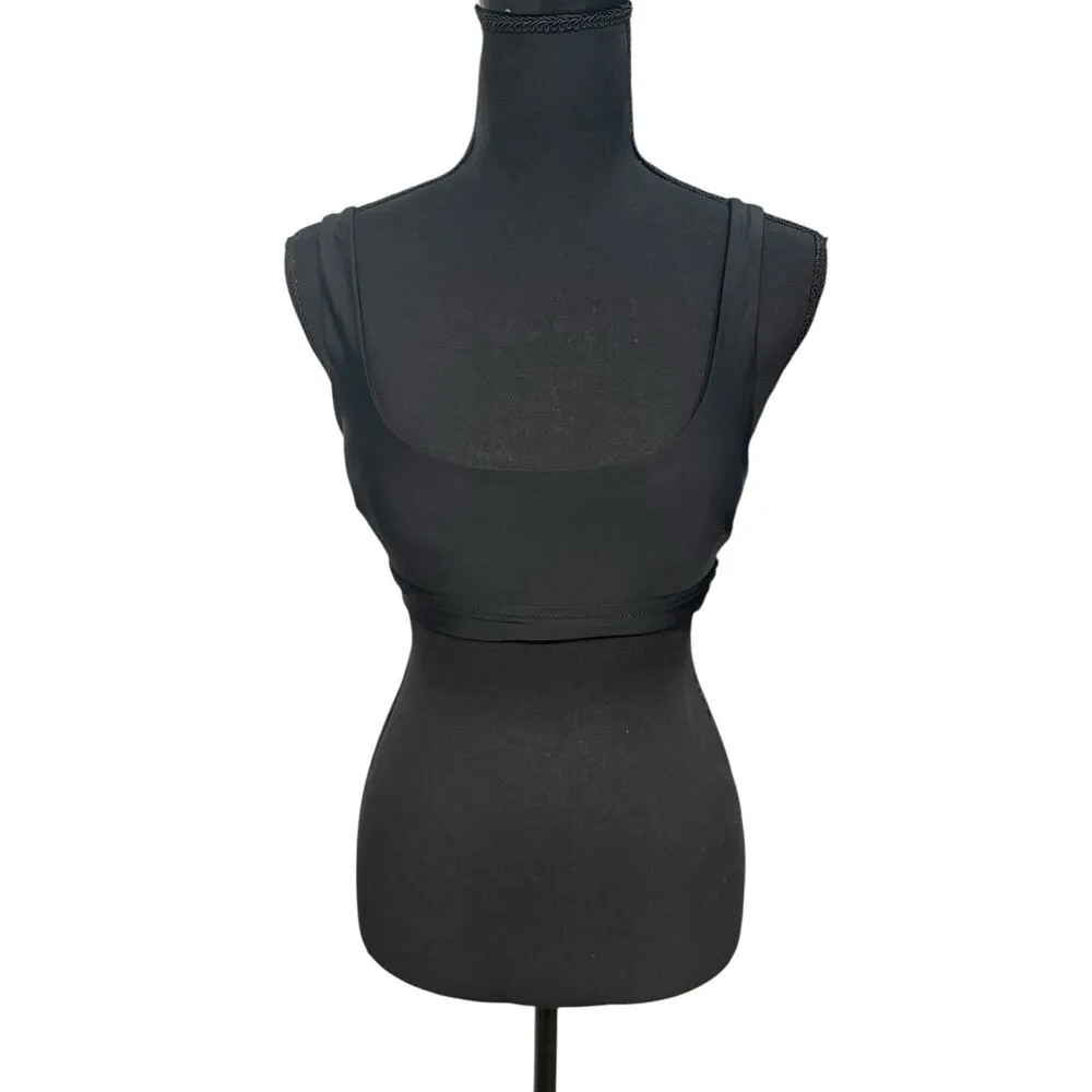 NWT! Aerie Banded Wide Strap Scoop Bikini Top in Solid Black - Size Medium - Image 5