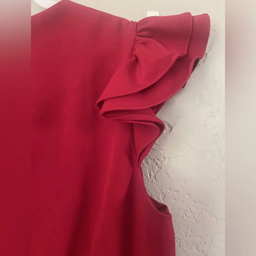 Alex Marie Nordstrom Red Belted Sheath Dress w/ Flutter Sleeves Wm’s Size 6 - Image 7