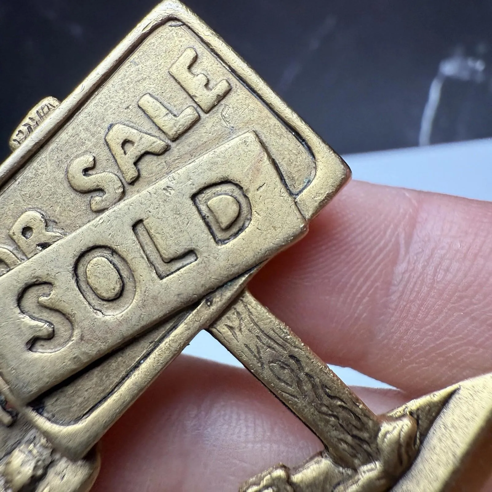 House With SOLD For Sale Sign Gold Tone Brooch Pin AJC Signed - Image 6