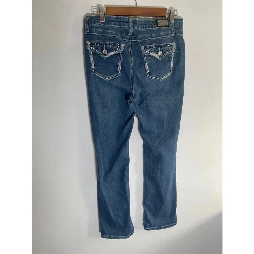 Women's Earl Jeans Barely Boot Bling Y2K Bootcut Jeans Size 10 Blue GUC! 0122 Blue - Image 5