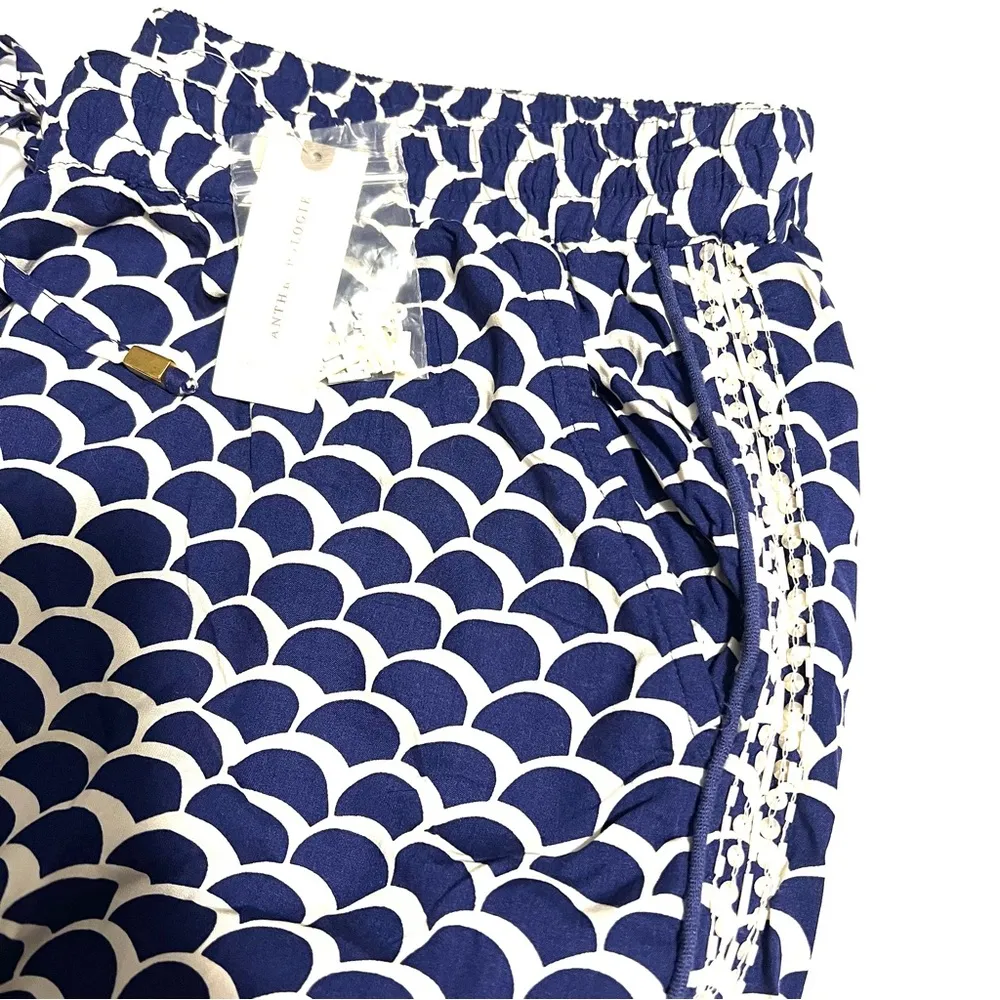 Anthropologie Blue Scalloped Motif Beaded Joggers Pants - Image 6