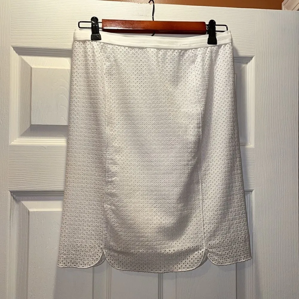 Ellie Tahari Molly White Eyelet Pencil Skirt - Image 2