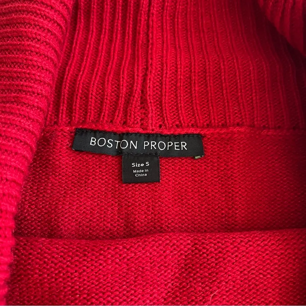 off shoulder sweater ribbed knit color block red white Small - Image 8