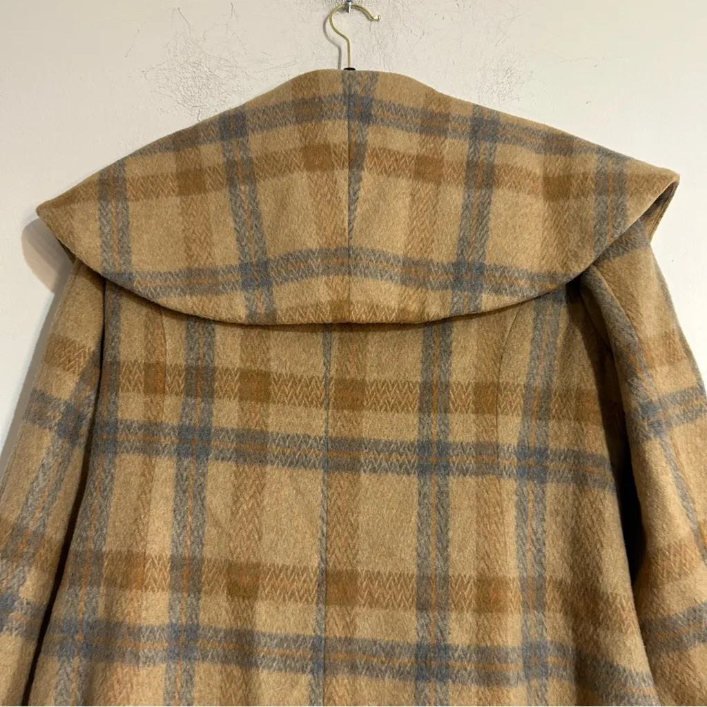 Sundance Dorset Plaid Wool Blend Camel Trench Coat Size 12 - Image 7
