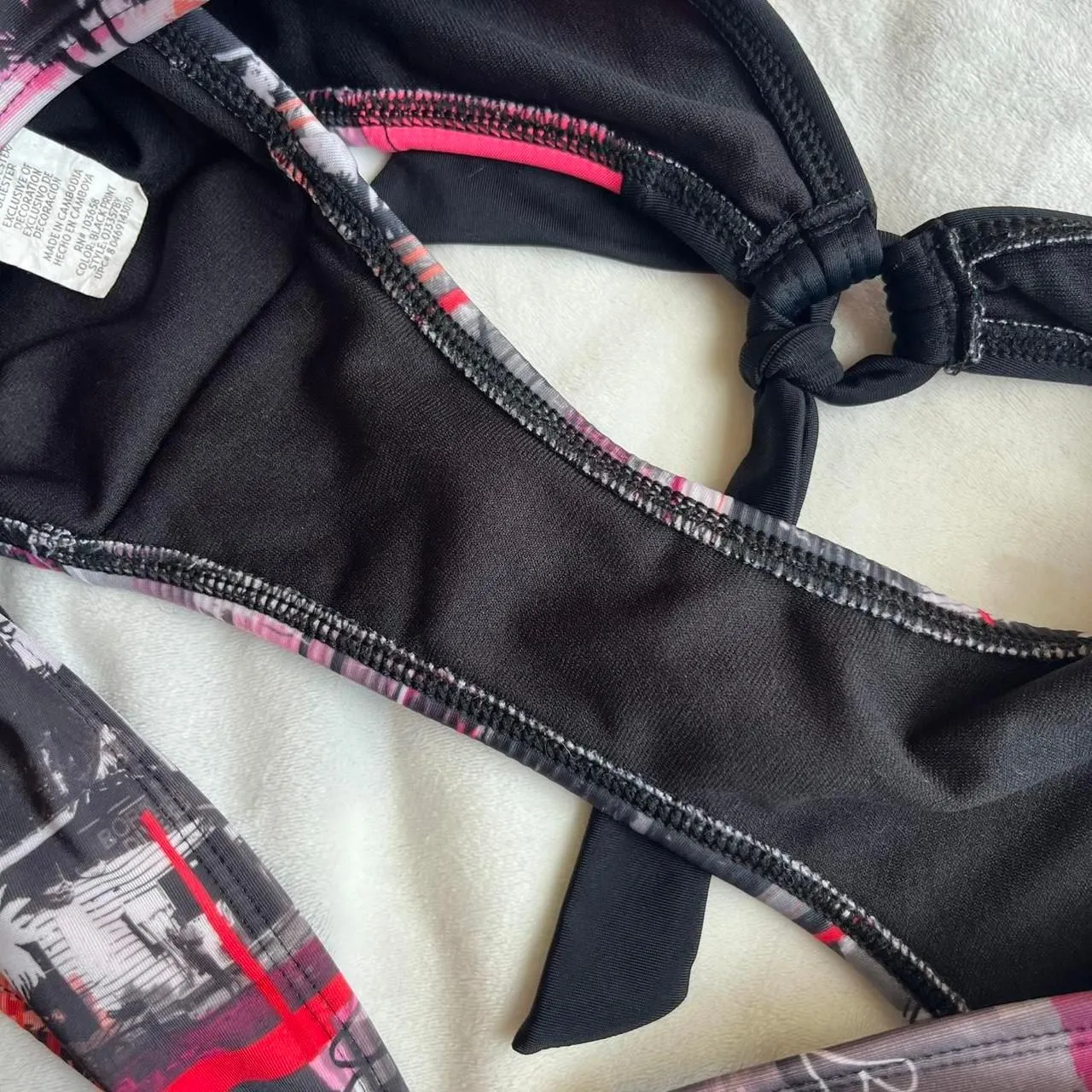 Vintage Y2K cyber glam OP pink and black bikini set size medium (junior’s 7/9) - Image 6