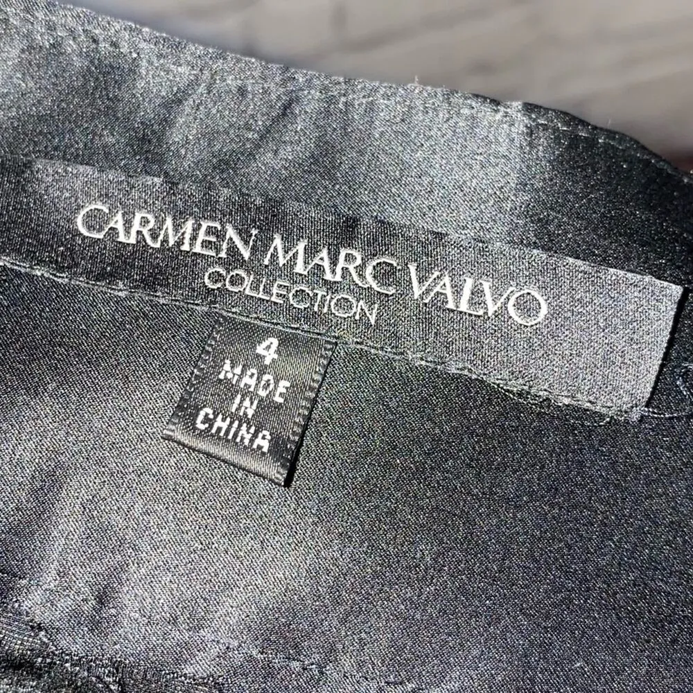 Carmen Marc Valvo Satin & Velvet Striped Skirt - Image 3
