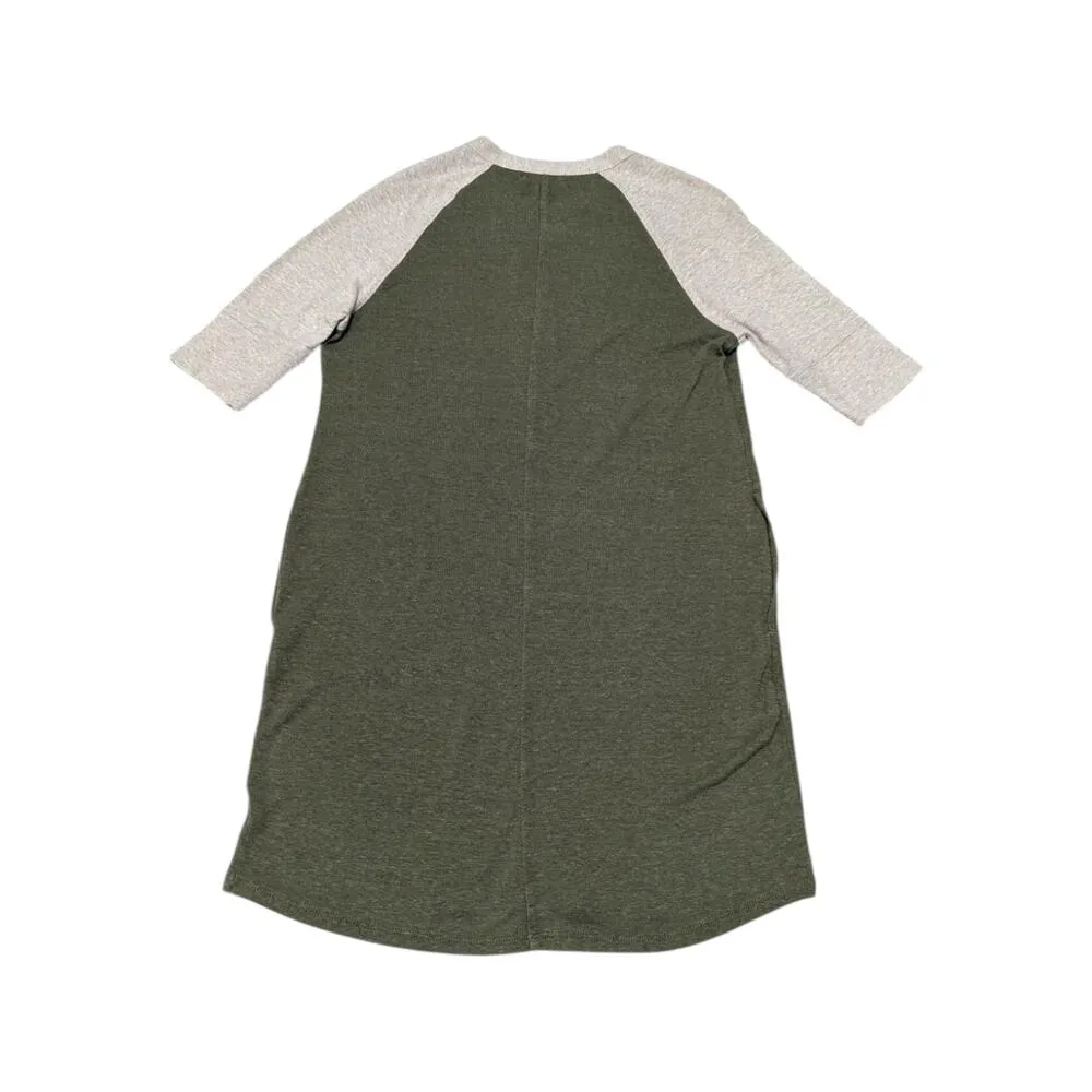 PrAna Cozy Up Henley Dress Green Beige Womens Small Hemp Gorpcore Loungewear - Image 3