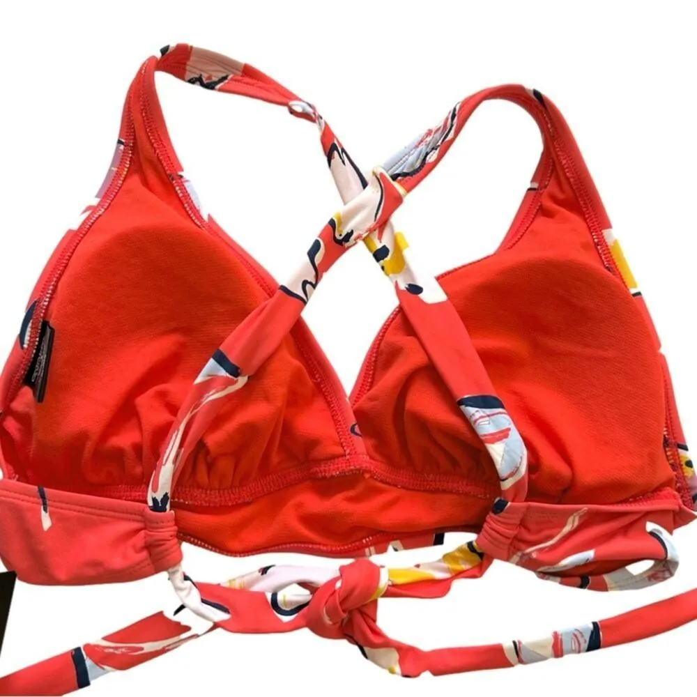 Catalina Bikini Set Red Floral Tie Back Top High Waisted Bottom Swim Small NEW - Image 6
