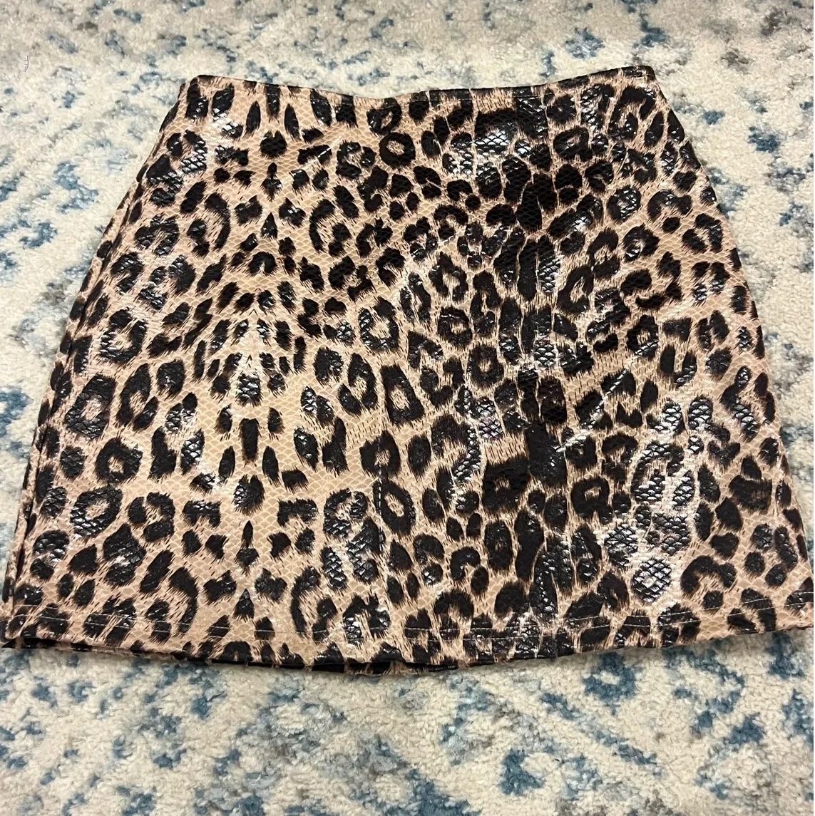 Mini Leather Cheetah Skirt - Image 2