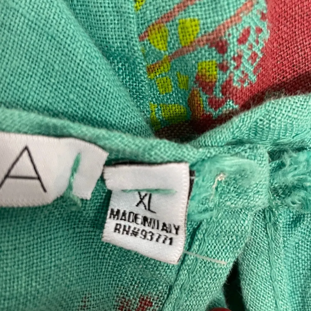 Vasna Linen Dress Womens Size XL Green Butterfly Print Sleeveless Made In Italy - Image 5