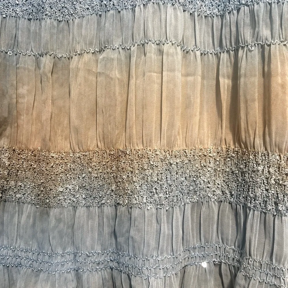 NWT Elements By Vakko Blue Mini Bubble Skirt with Lace Smocked Ruffles Size 10 - Image 7