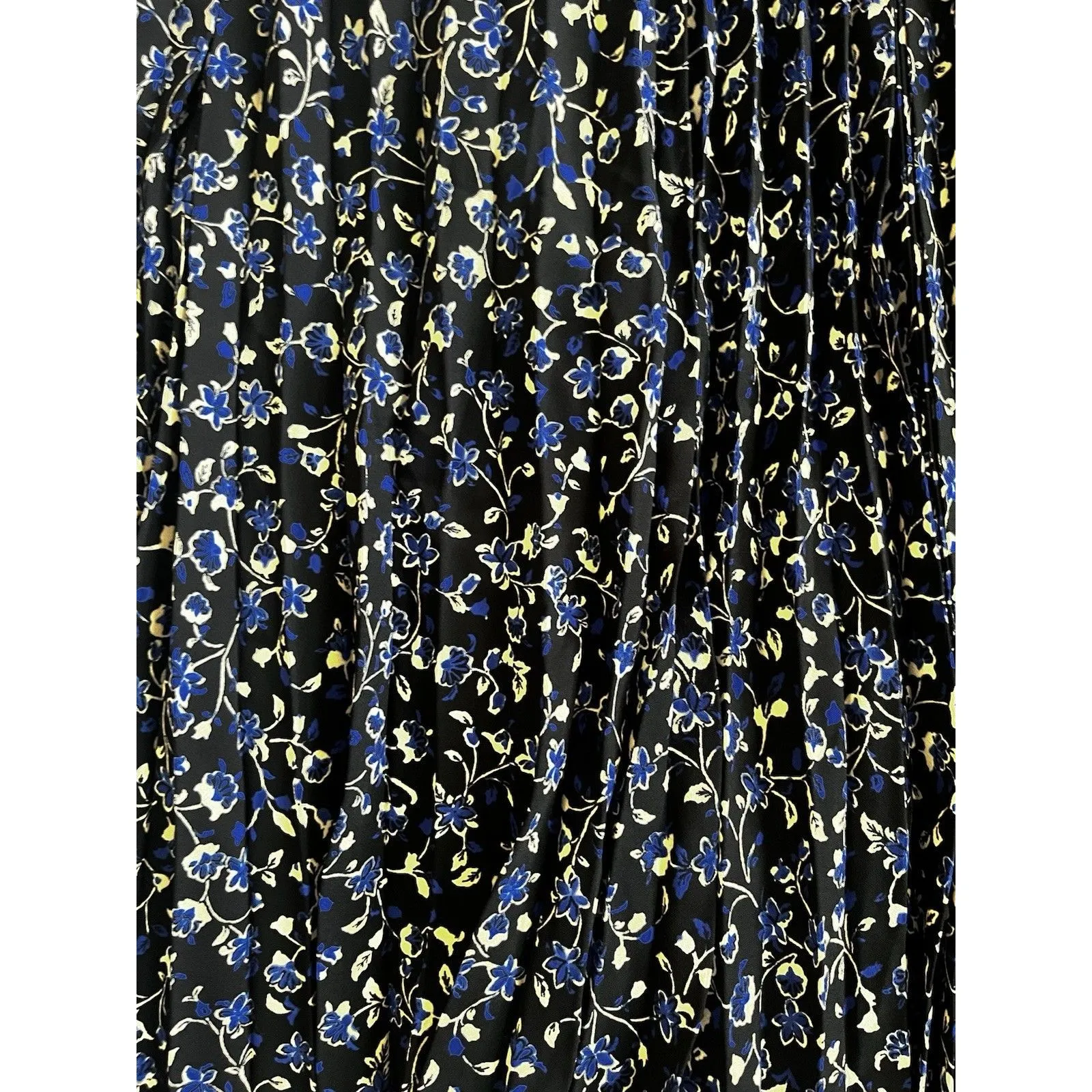 J. Crew Sz. XS Black Floral Pleated Midi Skirt Flowy BOHO - Image 3