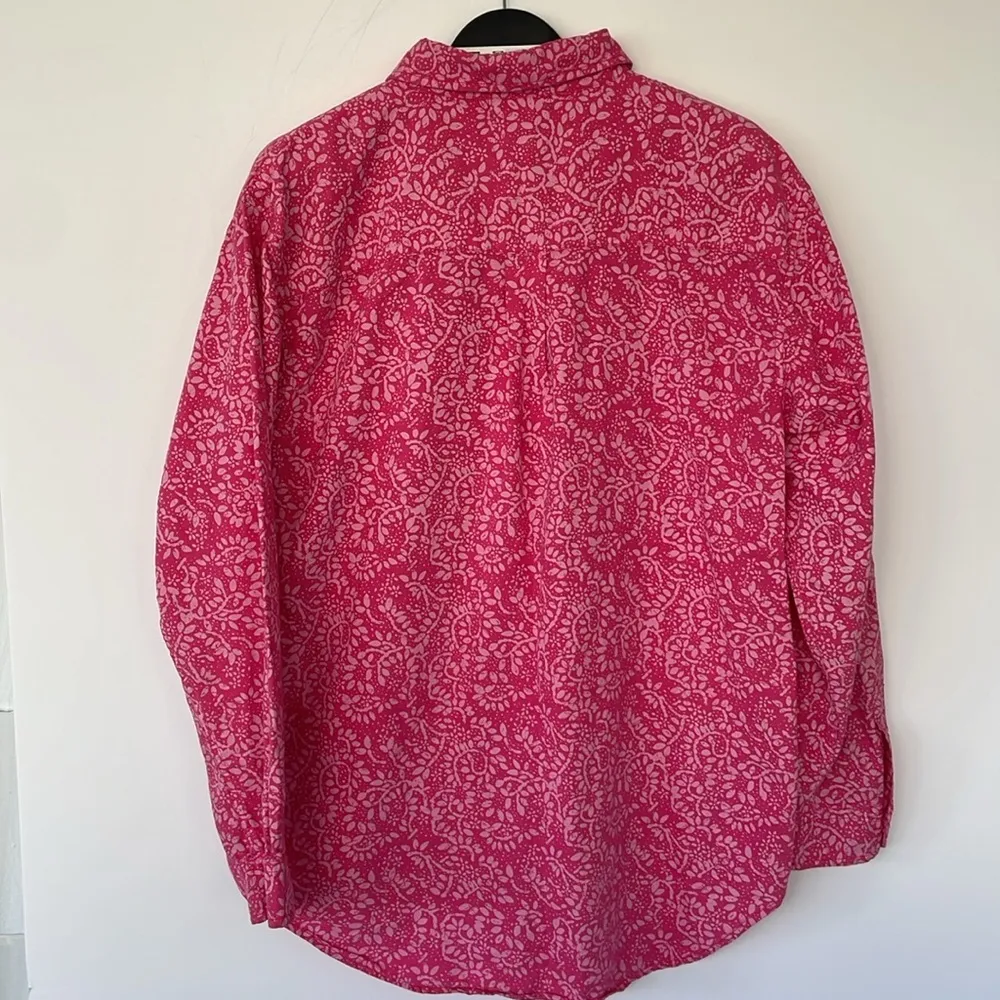 Fresh Produce Pink Paisley Cotton Long Sleeve Button Down Top Medium - Image 8