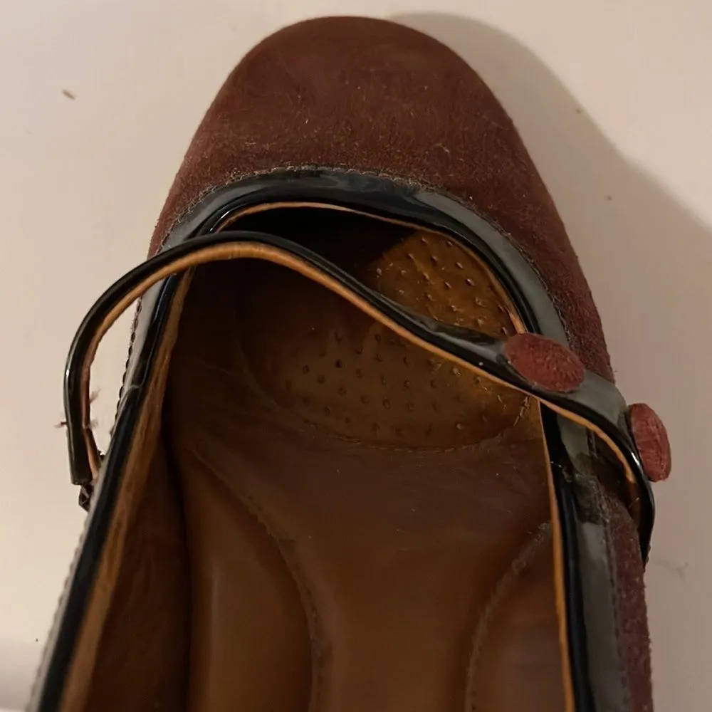 Clarks Artisan Purple Suede and Leather Slip On Low Wedge Loafers 8 - Image 11