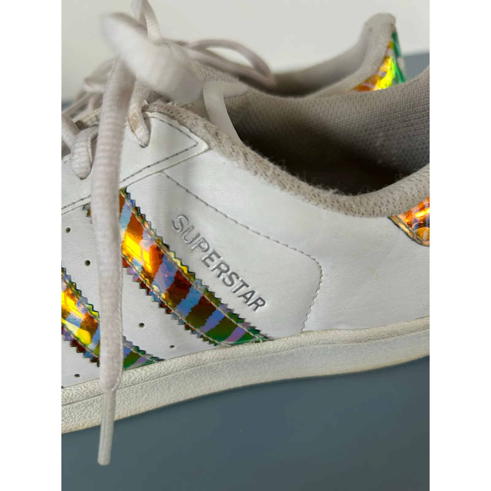 Adidas womens sneaker size 7 Superstar iridescent stripes - Image 6