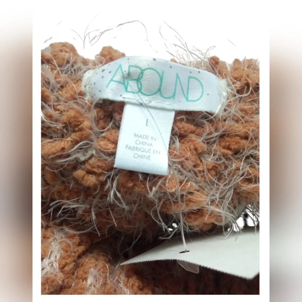 Sweater Women's Fuzzy Knit Turtleneck Tan Lion Marl Tan/Beige Size Large NWT - Image 5