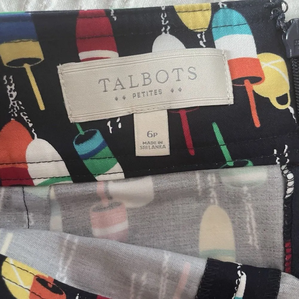 Talbots Nautical Navy Buoy Print Skirt Womens 6P Blue Multi Pockets Casual Art - Image 3