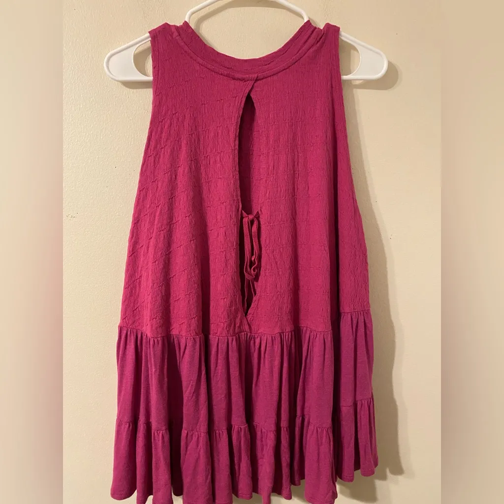 Womens Free People‎ Right On Time Open Back Tunic Tank Top Pink Size Small - Image 3