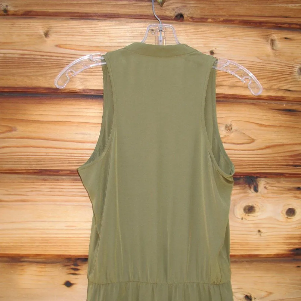 Tibi Olive Silk Faux Wrap Dress - Image 7