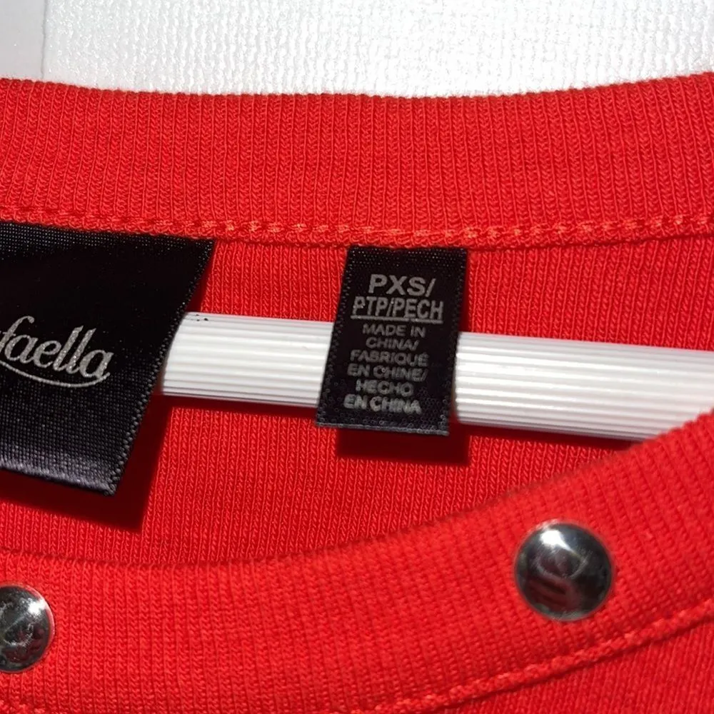 Red long sleeve Top with Silver Grommet Trim Petite XS - Image 7