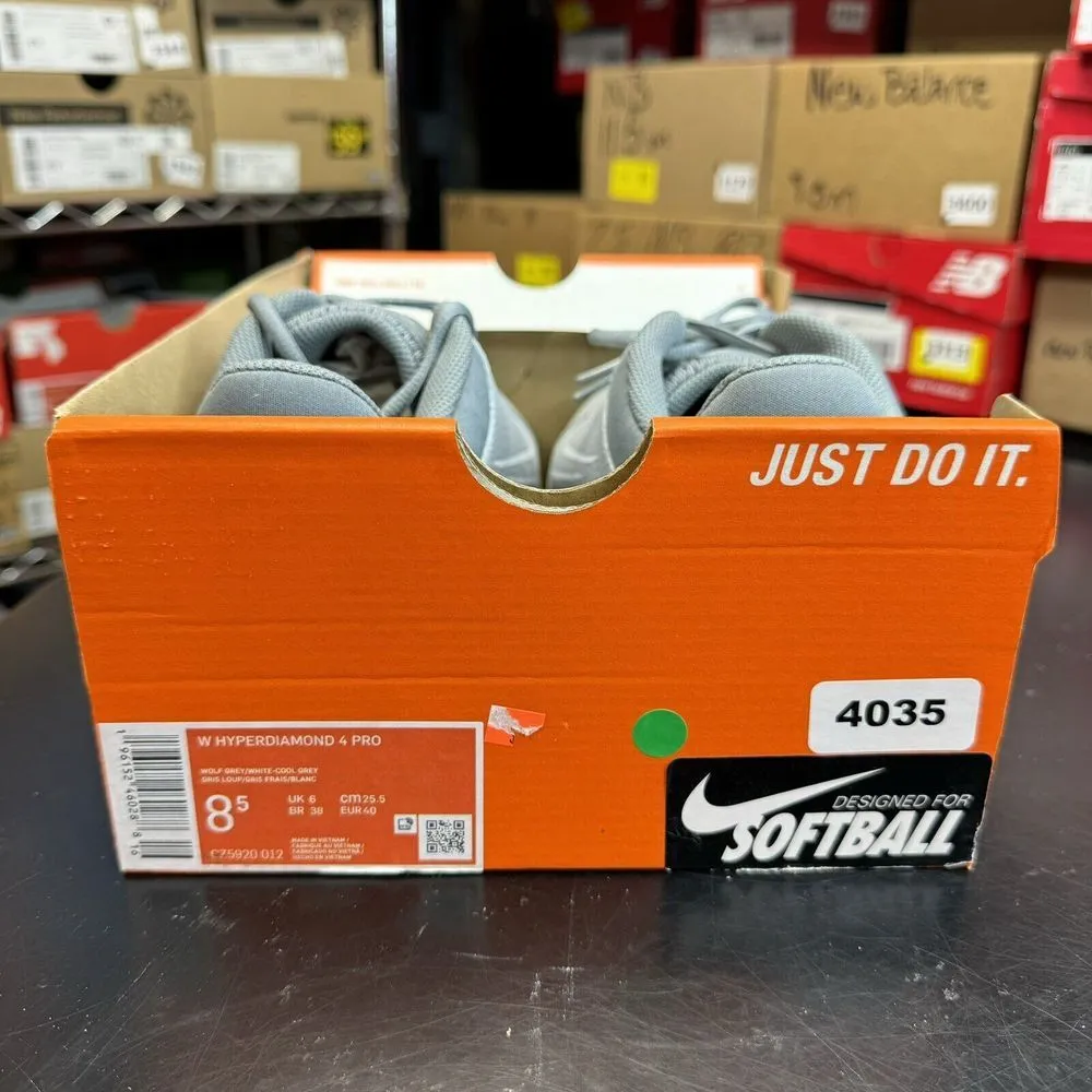 Nike‎ Hyperdiamond 4 Pro Womens CZ5920-012 Grey Metal Softball Cleats Sz 8.5 - Image 10