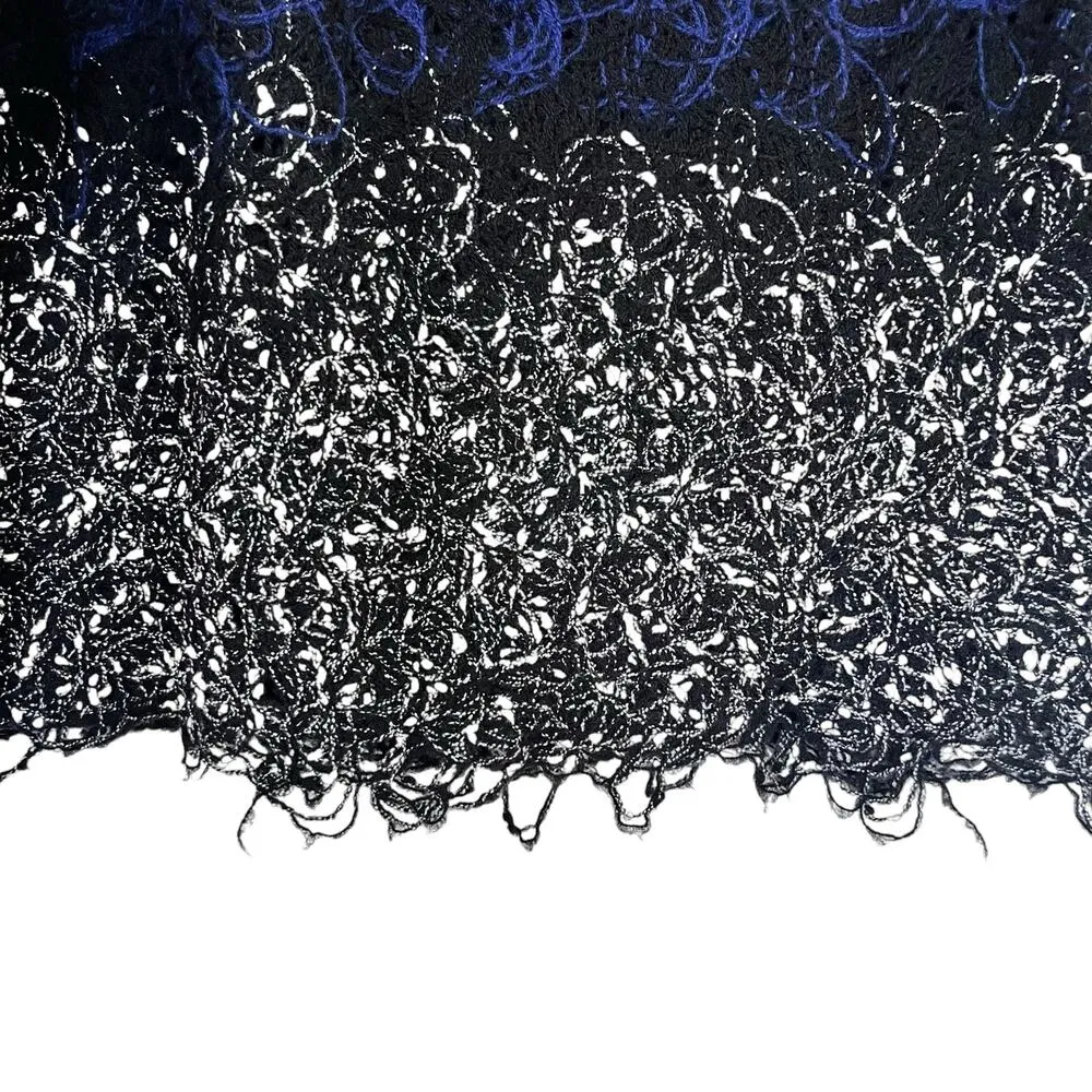 PierAntonio Gaspari Blue Black Ombre Embroidered Yarn Lace Wool Top Size 42 - Image 5